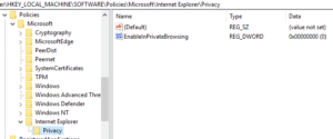 Disable or Turn Off InPrivate Browsing in Internet Explorer and