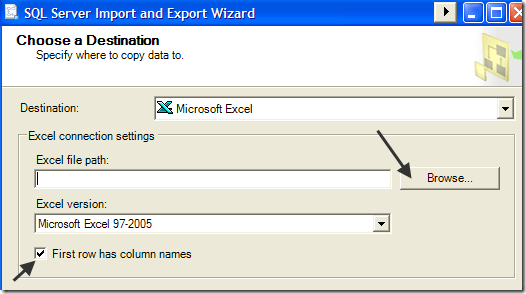 sql data to excel