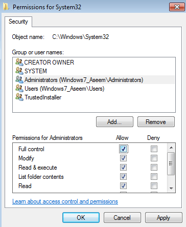 administrator permission windows 8