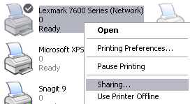 Share a Printer from XP to Windows 7/8/10