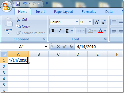 insert current date in excel not time