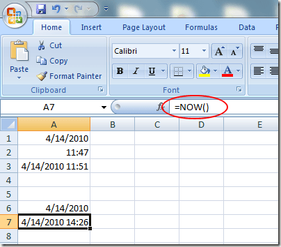 insert current date in excel 2013