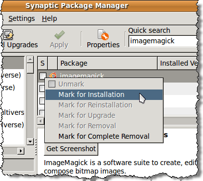 Marking ImageMagick for installation