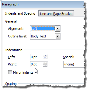 setting tabs in word 2007 using ruler