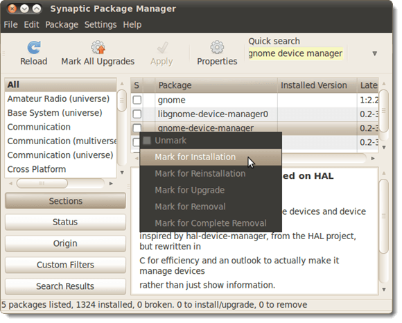 Marking gnome-device-manager for installation