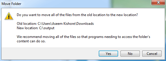 Change the Location of User Folders in Windows - 8