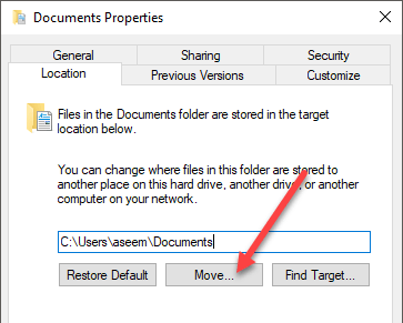 Change the Location of User Folders in Windows - 5