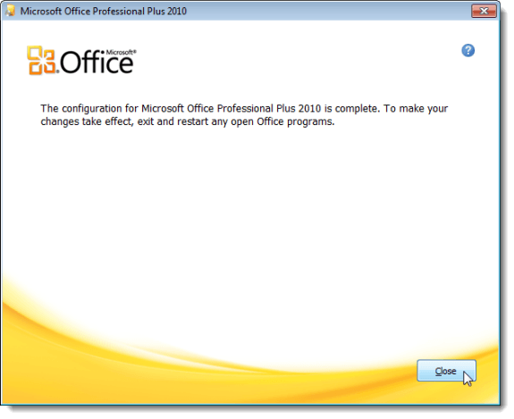 unable to open office 2010 to make repairs or changes