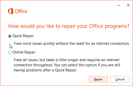 Troubleshoot and Fix Office Problems with Repair - 49