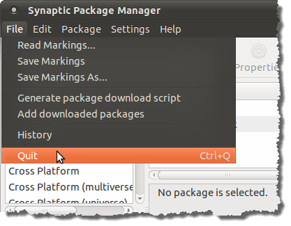 Closing the Synaptic Package Manager