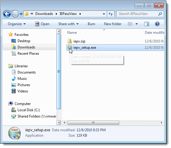 Установочный файл IE PassView