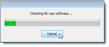 Checking for new software dialog box
