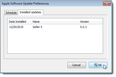 Checking list of Installed Updates