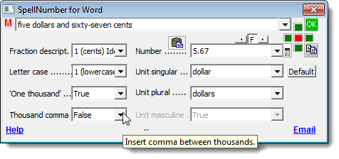 Changing the Thousand comma option