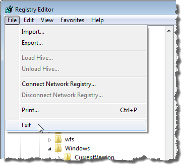 Closing the Registry Editor