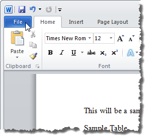 print document properties word 2010