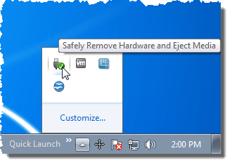 Safely Remove Hardware icon in system tray in Windows 7