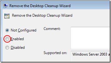 Disattiva la procedura guidata per la pulizia del desktop ogni singolo utente