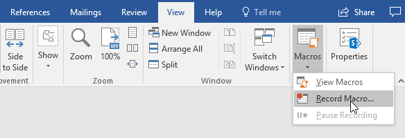 macro to insert text in word document