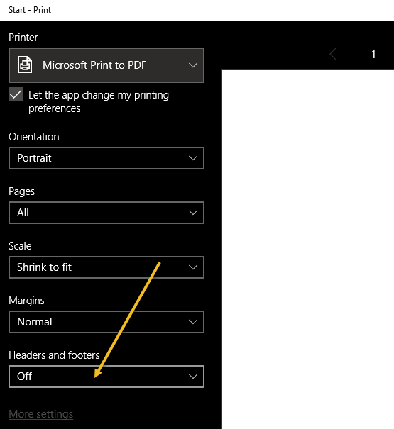 Change or Remove Headers and Footers When Printing in Internet Explorer or Edge - 95