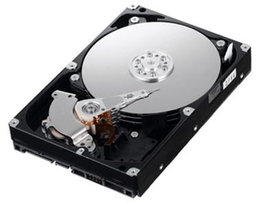 An internal hard drive showcasing mechanical storage components and a shiny disk, representing image.