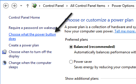 power options missing windows 10