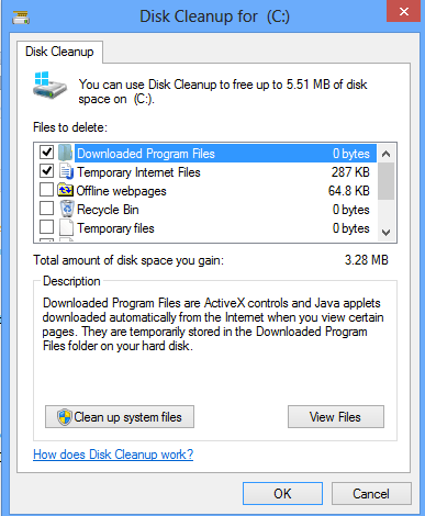 очистка диска Windows 8