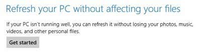 refresh your pc without affecting files