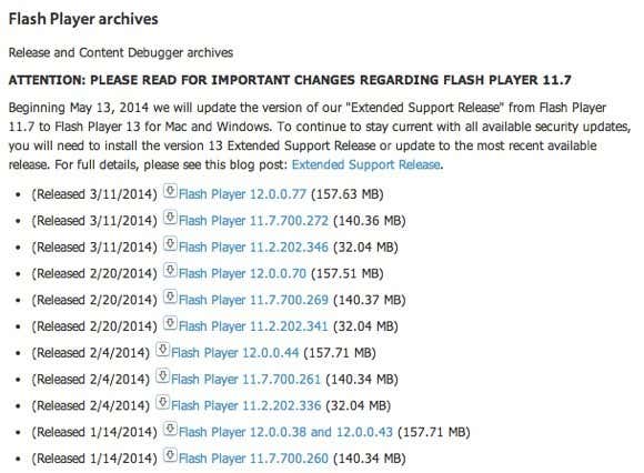 flash player archives