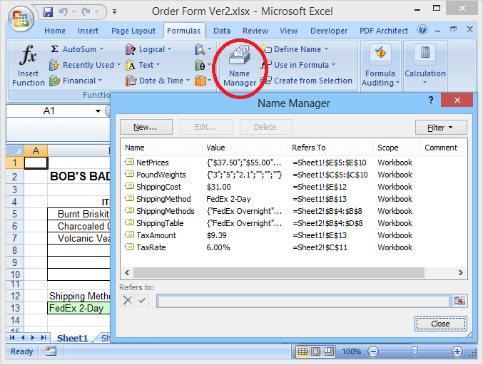 use in formula defined names excel mac os
