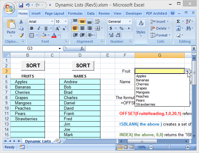 excel list of names