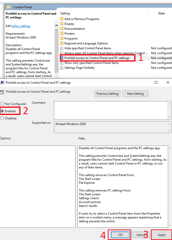 How to Block Access to Windows 10 Settings and Control Panel image 3