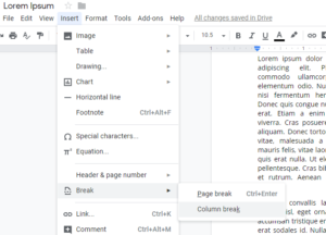 Split a Document into Columns in Google Docs