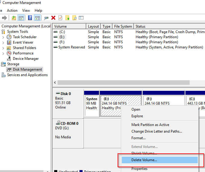 computer management change disk number