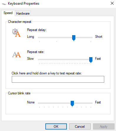 default keyboard layout windows 10