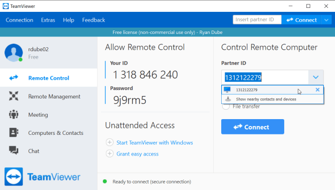 does the teamviewer app accept remote control