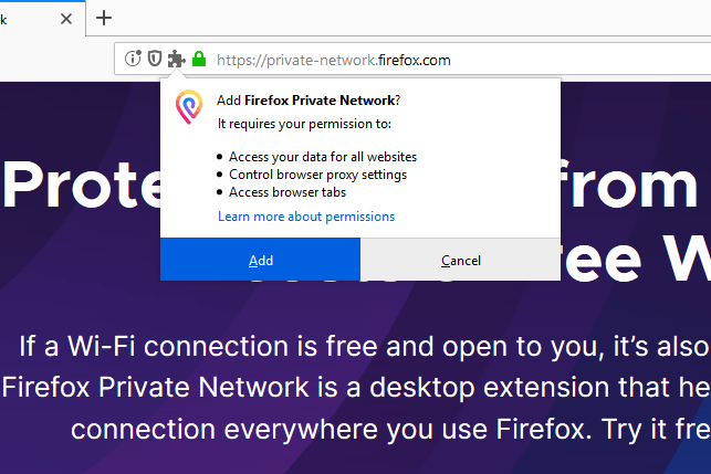 personal internet access firefox