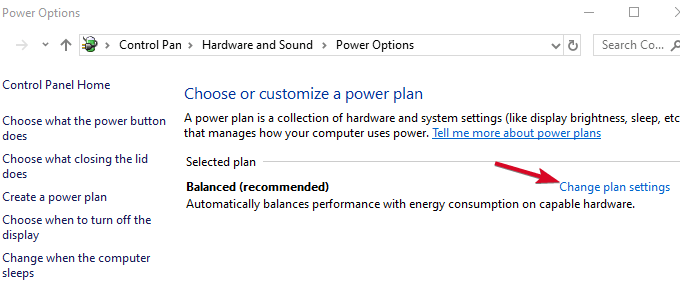 changing power management plan settings