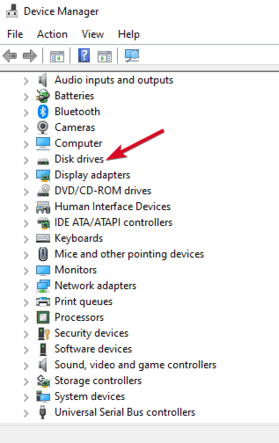 selecting disk drives in device manager