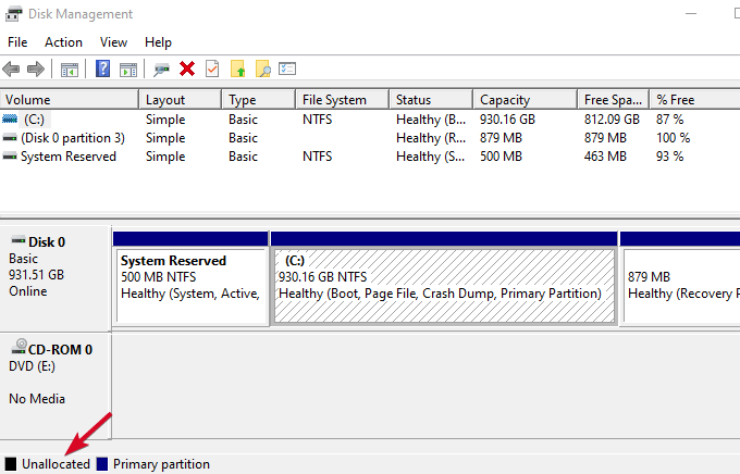 flash drive has unallocated space