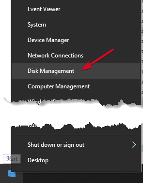 opening disk management in windows