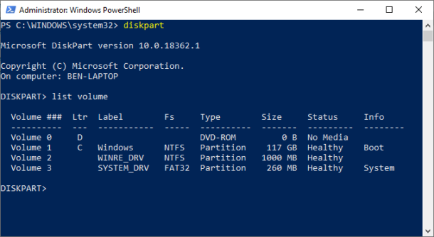 Diskpart List Disk