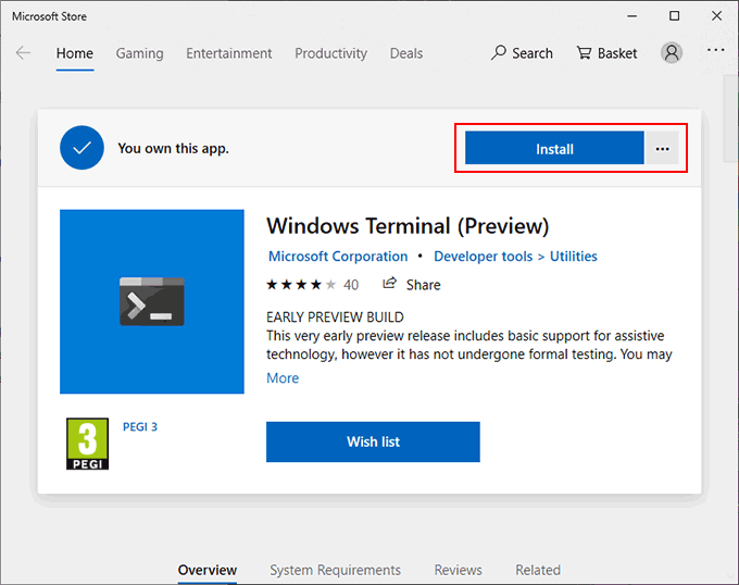 install windows terminal windows 10