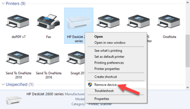 how to uninstall printer software on windows 10