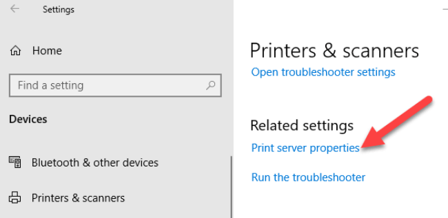 remove uninstall printer driver windows 10 print server properties