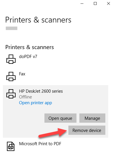 uninstall printer driver
