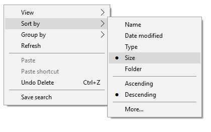 sort files by size windows