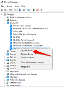 bluetooth update driver for windows 10