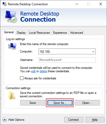Microsoft remote desktop connection