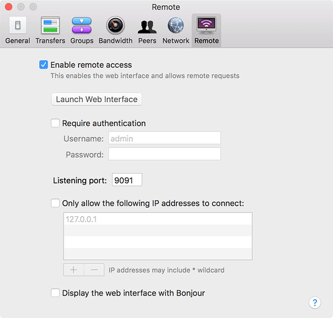 Using the Transmission Web Interface - 53